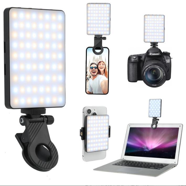 مصباح إضاءة LED للتصوير الفوتوغرافي والفيديو للبث المباشر عبر الهاتف المحمول، مناسب للمؤتمرات المرئية ومدونات الفيديو (VLOG)