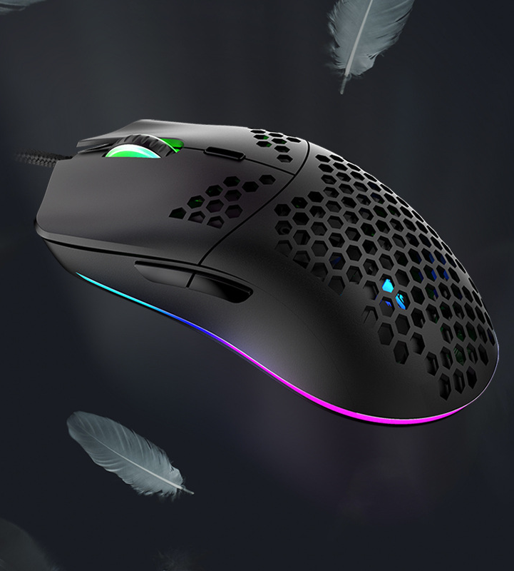 ماوس ألعاب سلكي، ماوس مثقب، ماوس ألعاب برمجة ماكرو مضيء RGB، 6 مفاتيح
