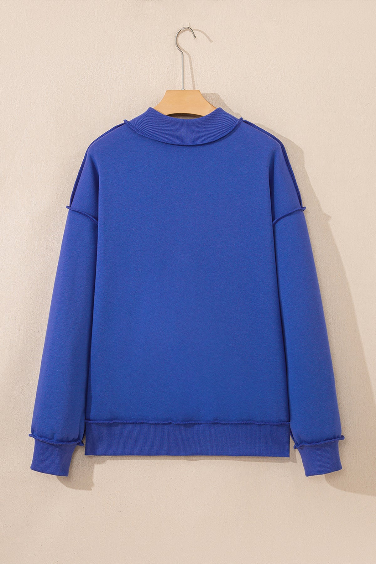 Light Grey Oversize Drop Shoulder Reversible Mock Neck Sweatshirt