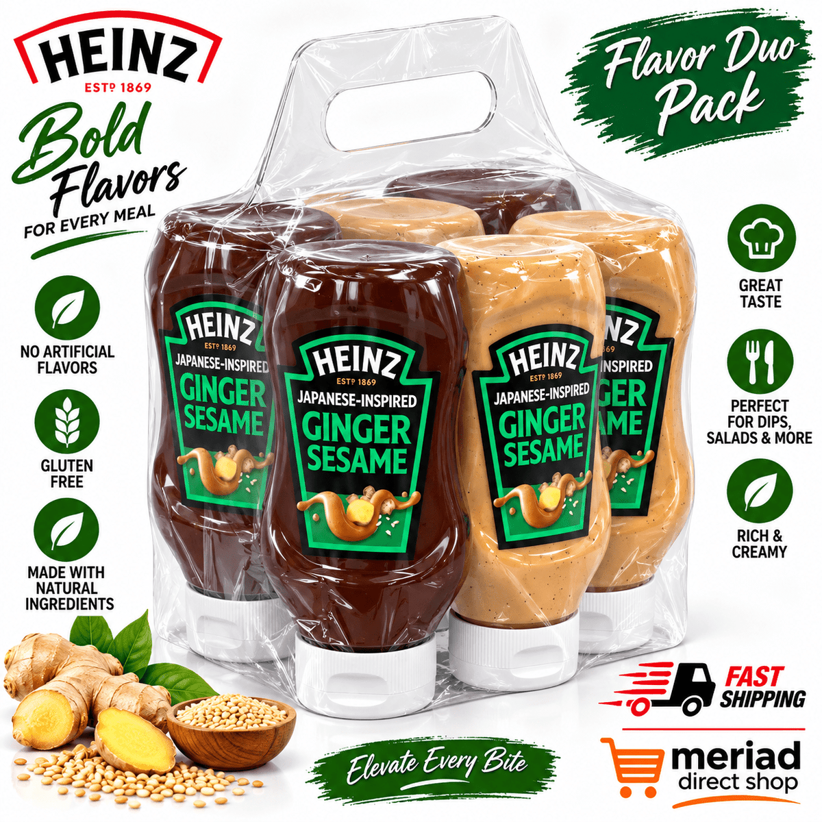Japanese-Inspired Ginger Sesame Sauce, 2-Pack