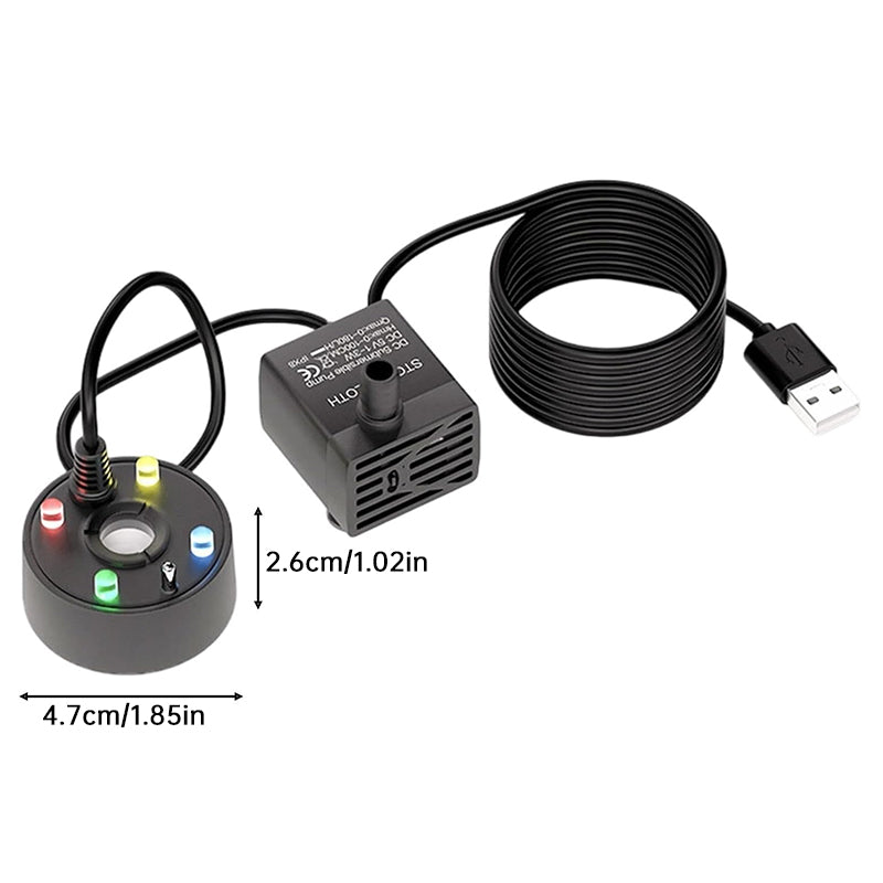 مضخة مرذاذ ضباب بالموجات فوق الصوتية USB 5 فولت للبرك والنوافير وأحواض السمك ومرطب المناظر الطبيعية الصخرية
