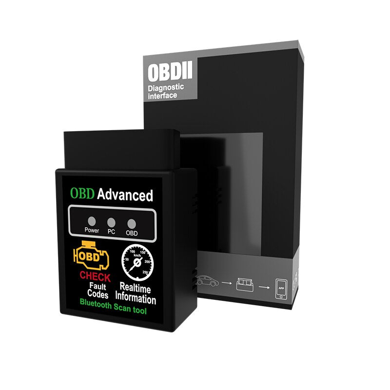 أداة فحص وتشخيص أعطال السيارات OBD2 HH OBD ELM327 V1.5 بلوتوث، قارئ بيانات المحرك وواجهة برمجة لنظام CAN BUS متوافقة مع أندرويد والكمبيوتر