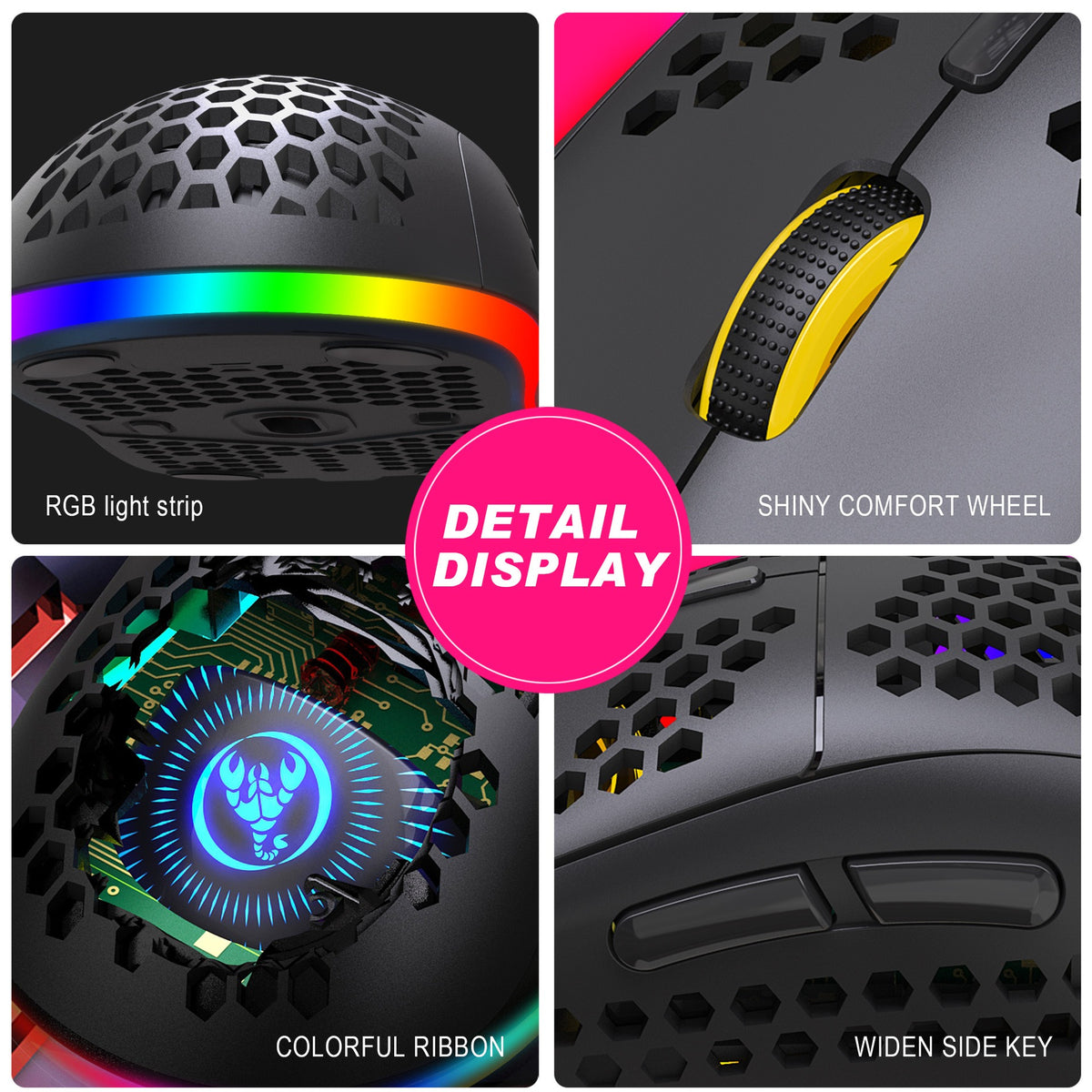 Hole hollow lightweight wireless 2.4G charging gaming mouse RGB luminous office mechanical mouse