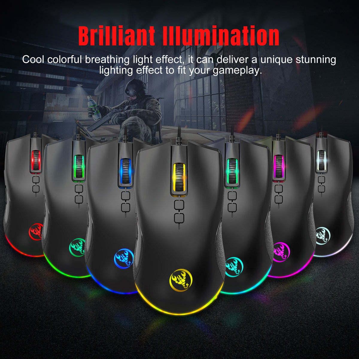 Esports Colorful Luminous Wired Mouse USB Laptop CF LOL Gaming Mouse