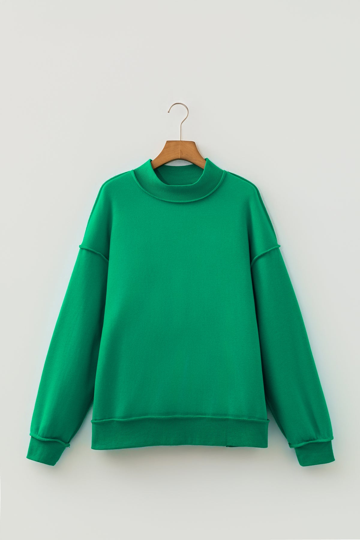 Light Grey Oversize Drop Shoulder Reversible Mock Neck Sweatshirt