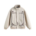 Embroidery Design Button Closure Stand Collar Loose Fit Men's Jacket