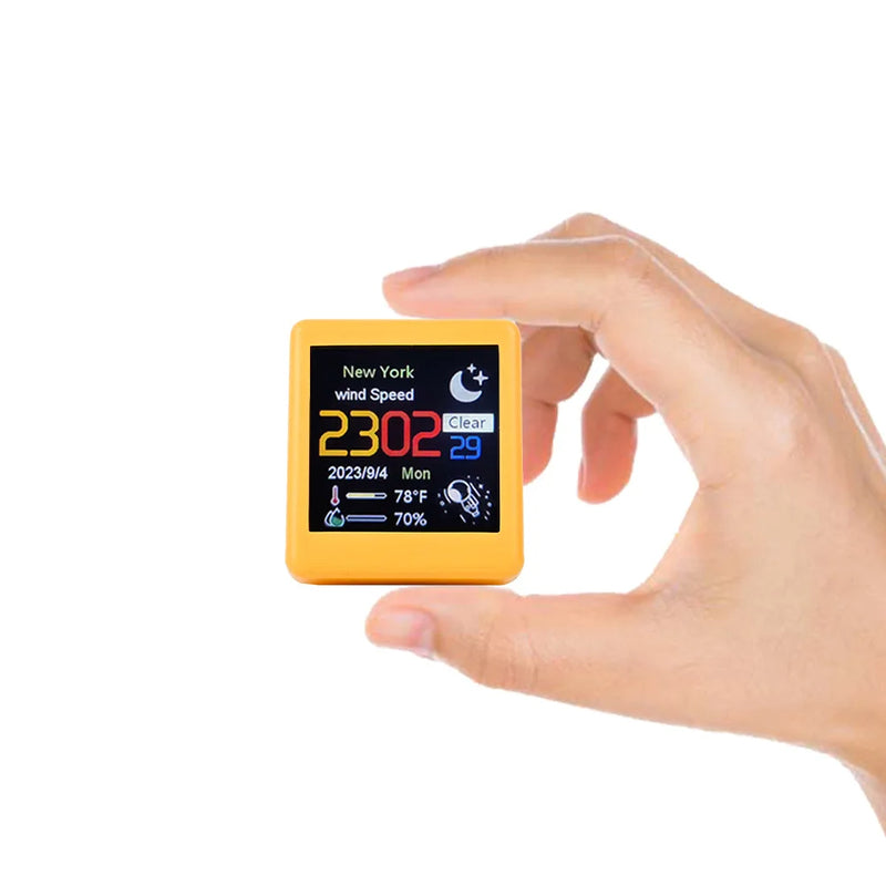 Mini Smart WIFI Weather Forecast Station Clock for Gaming Desktop Decoration. DIY Cute GIF Animations and Electronic Album