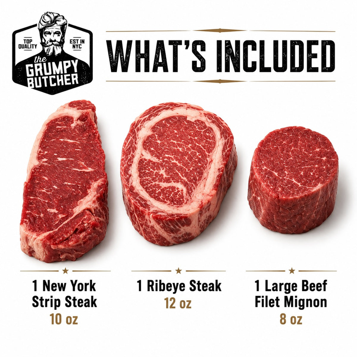 Grumpy Butcher Aged Steak Trio - 3 Pack Gift Box