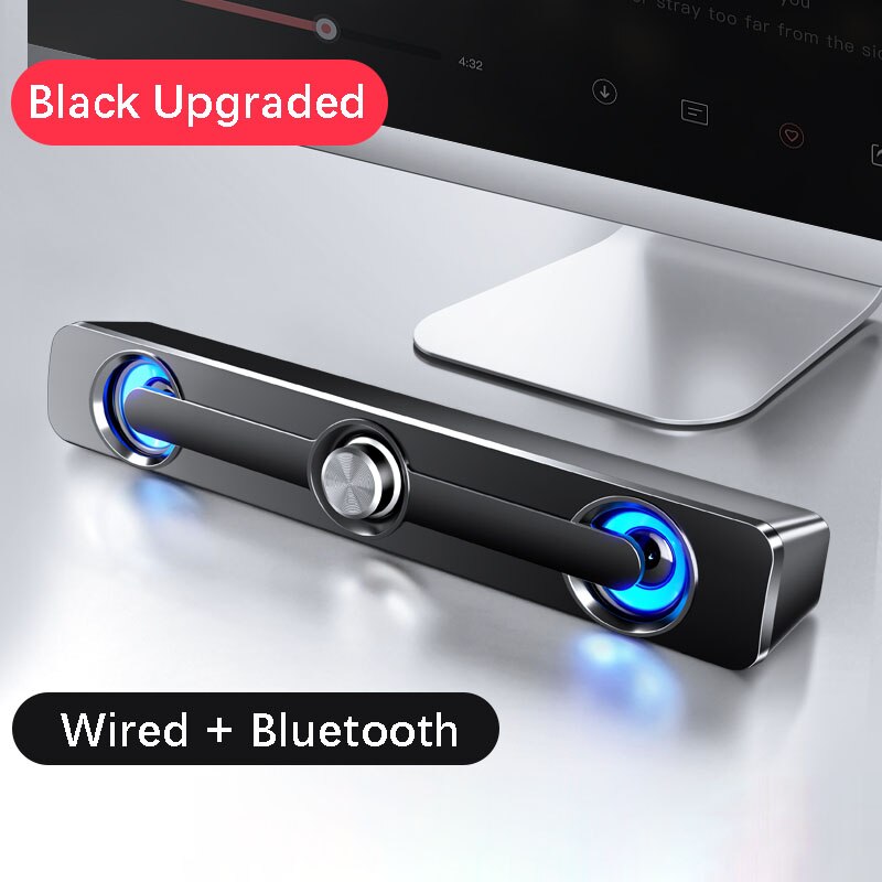 مكبر صوت مكتبي سلكي يعمل بمنفذ USB، صوت ستيريو محيطي مع مضخم صوت (صب ووفر) قوي لأجهزة الكمبيوتر، اللابتوب، الهواتف، الأجهزة اللوحية، ومشغلات MP3 وMP4.