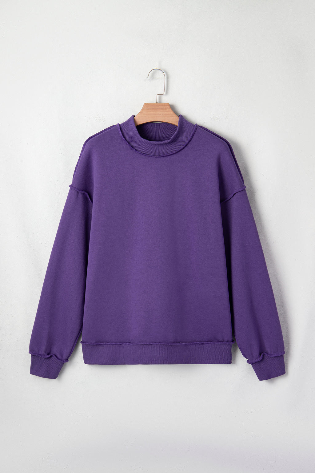 Light Grey Oversize Drop Shoulder Reversible Mock Neck Sweatshirt