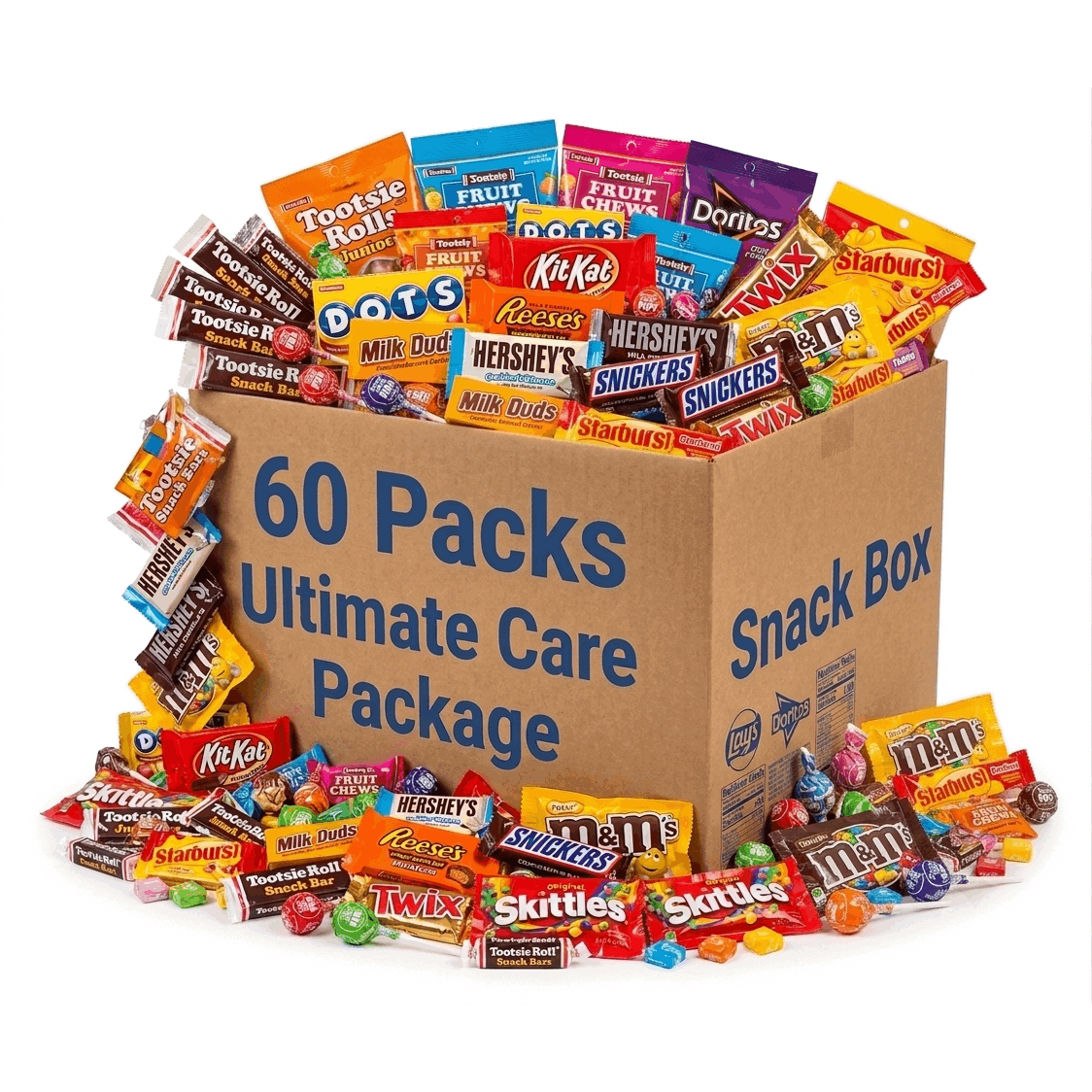 60 Pack Care Package Snack Box Assortment With Starburst Dots Rolls Ideal Gift Care Package For Office College Parties