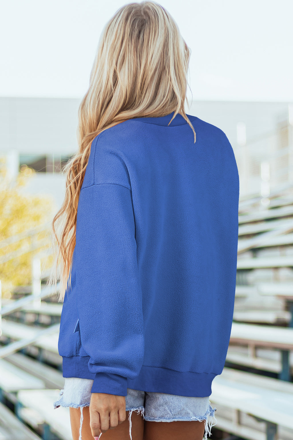 Light Grey Oversize Drop Shoulder Reversible Mock Neck Sweatshirt
