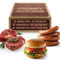 Grumpy Butcher Grill Meat Sampler - Burger Patties, Beef & Steaks