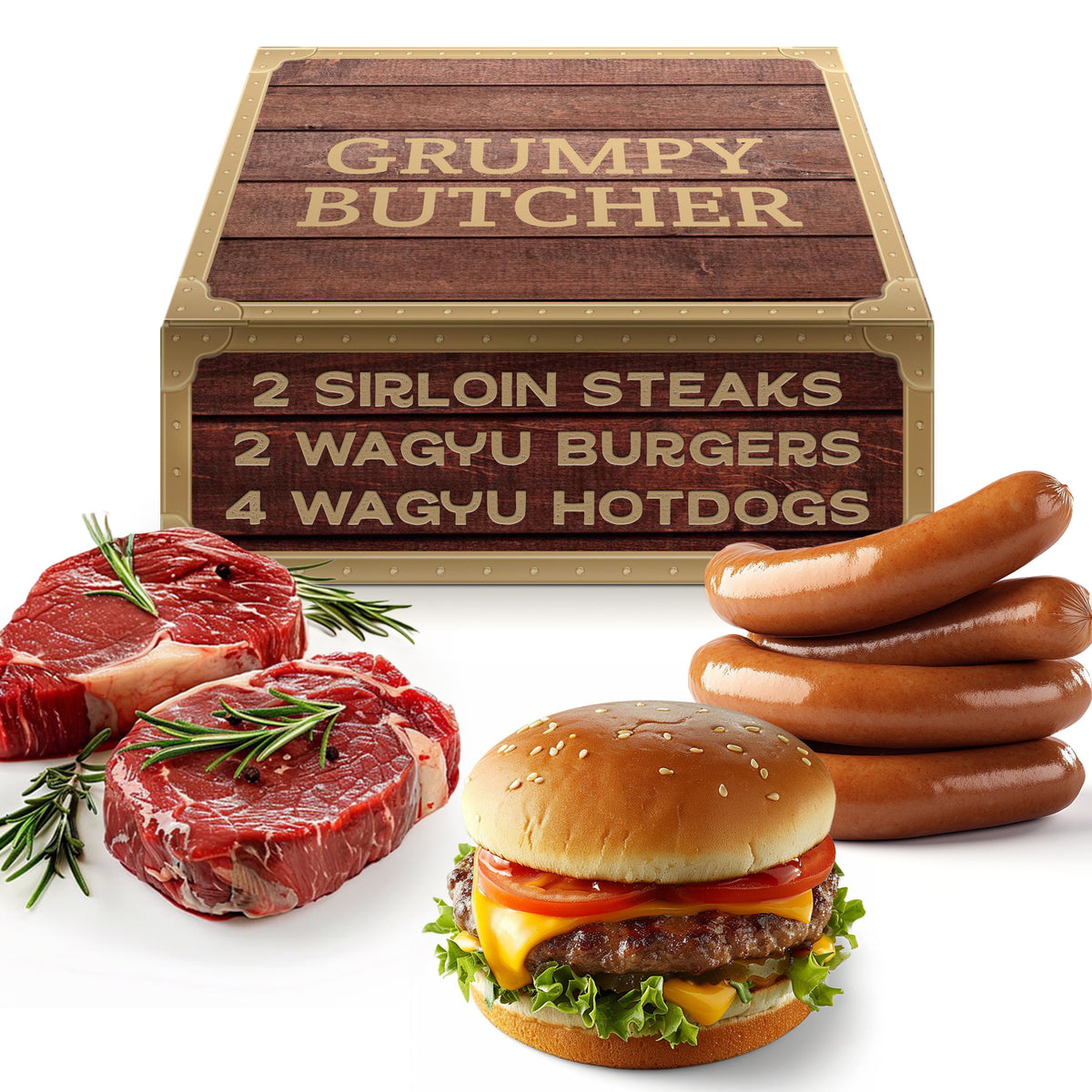 Grumpy Butcher Grill Meat Sampler - Burger Patties, Beef & Steaks