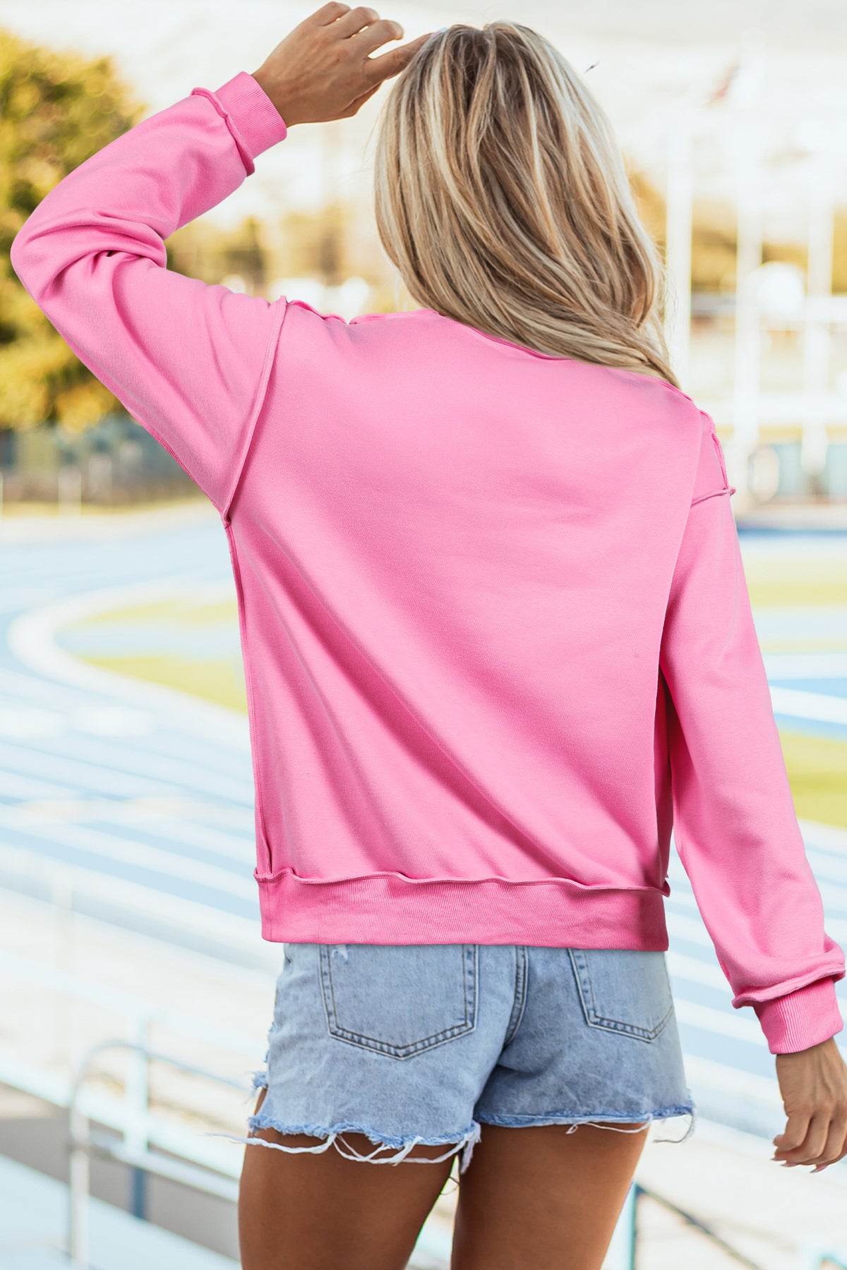 Light Grey Oversize Drop Shoulder Reversible Mock Neck Sweatshirt