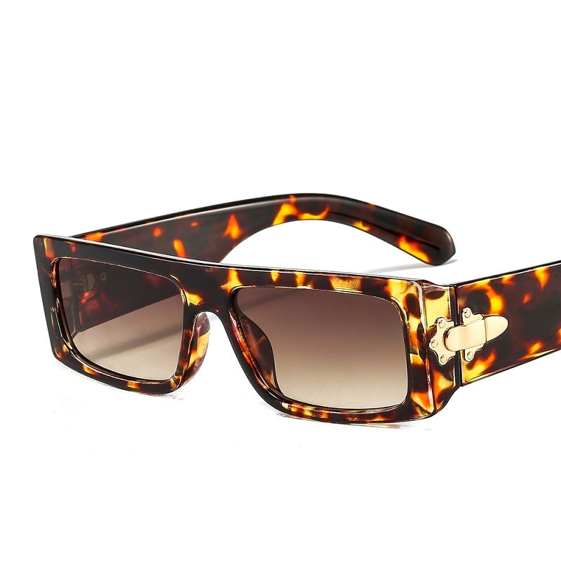 New Marbling Rectangle Sunglasses Women Men Fashion Brand Designer Color UV400 Lens PC Metal Hasp Frame Luxury Sunglasses