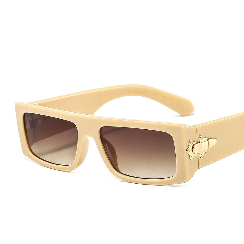 New Marbling Rectangle Sunglasses Women Men Fashion Brand Designer Color UV400 Lens PC Metal Hasp Frame Luxury Sunglasses
