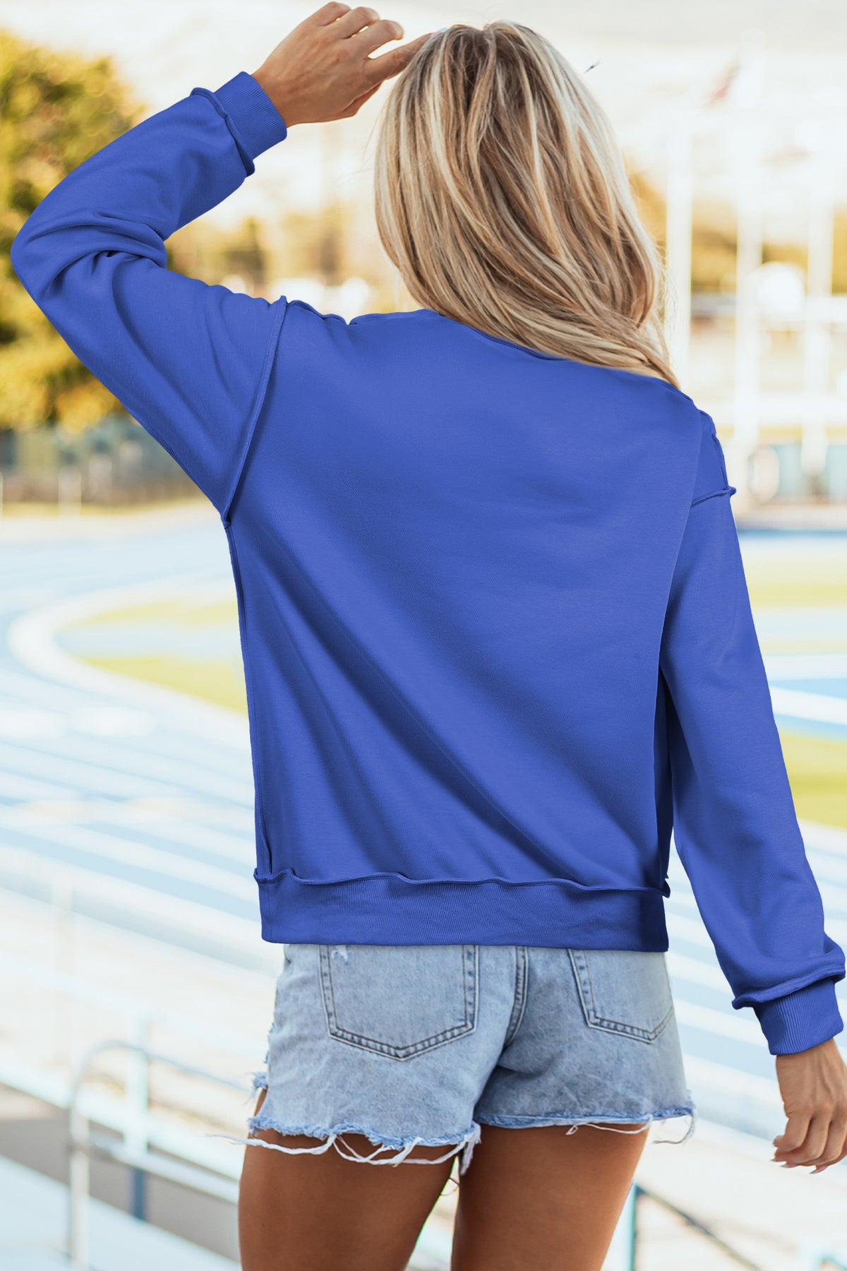 Light Grey Oversize Drop Shoulder Reversible Mock Neck Sweatshirt