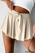 Sky Blue Drawstring High Waist Lined Tennis Skort