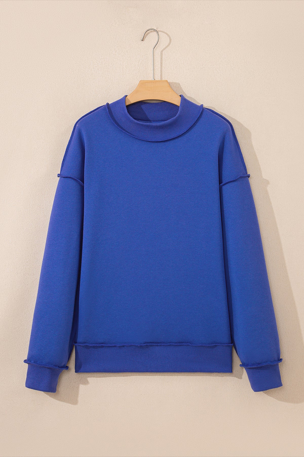 Light Grey Oversize Drop Shoulder Reversible Mock Neck Sweatshirt
