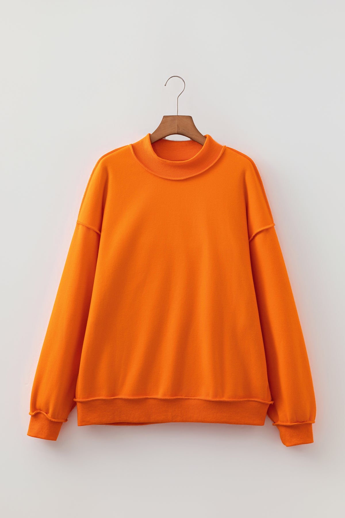 Light Grey Oversize Drop Shoulder Reversible Mock Neck Sweatshirt