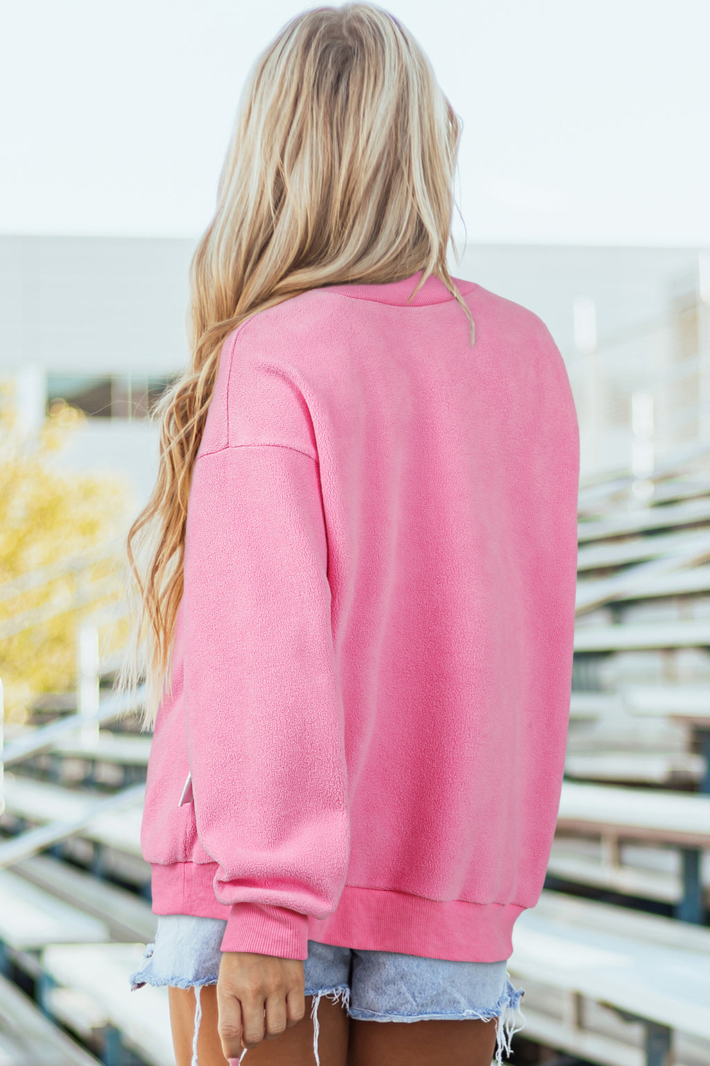 Light Grey Oversize Drop Shoulder Reversible Mock Neck Sweatshirt