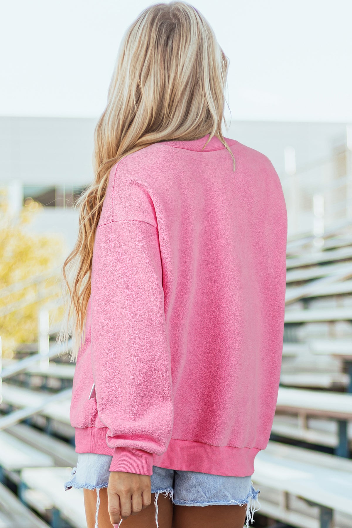 Light Grey Oversize Drop Shoulder Reversible Mock Neck Sweatshirt