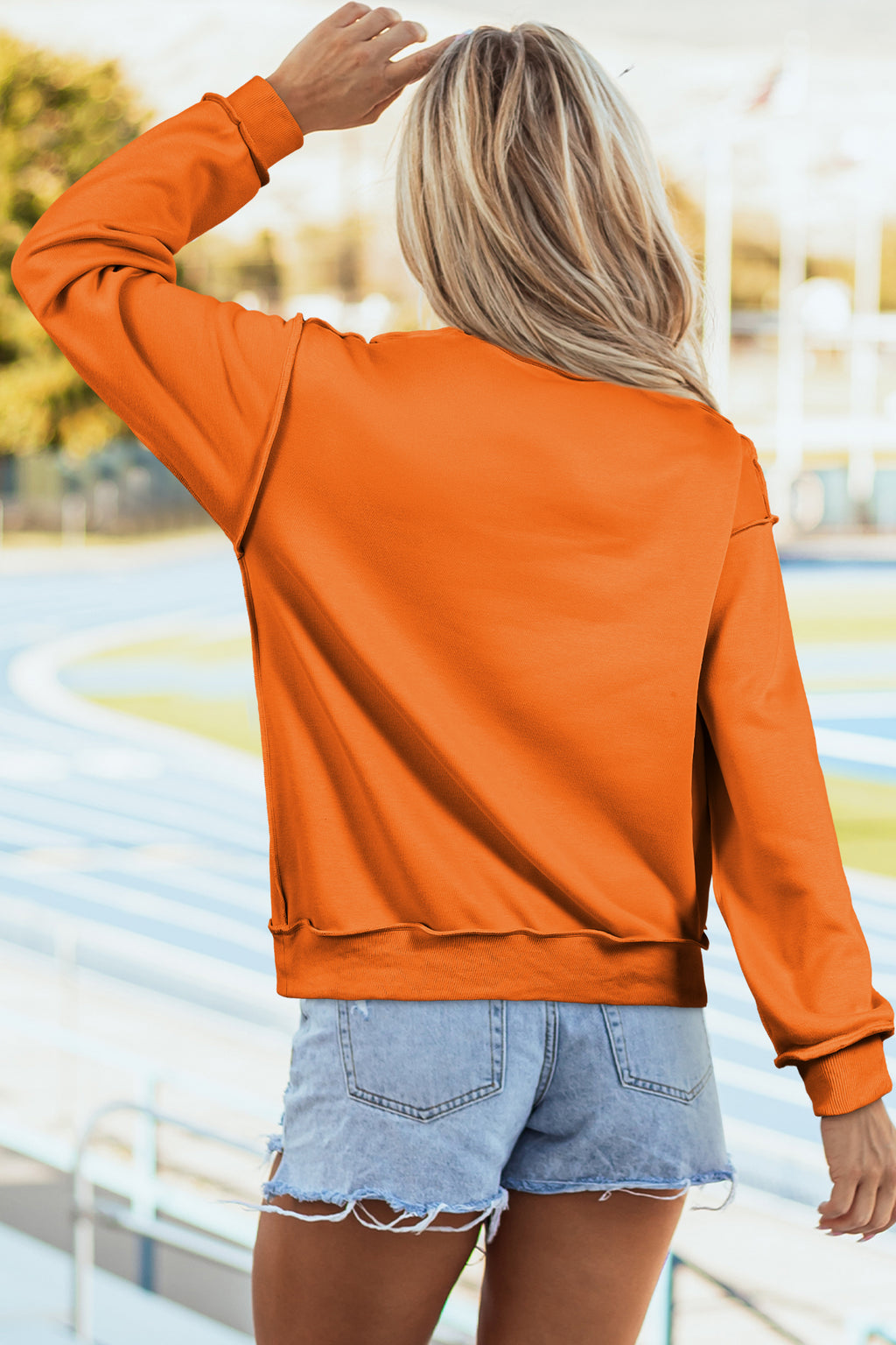 Light Grey Oversize Drop Shoulder Reversible Mock Neck Sweatshirt