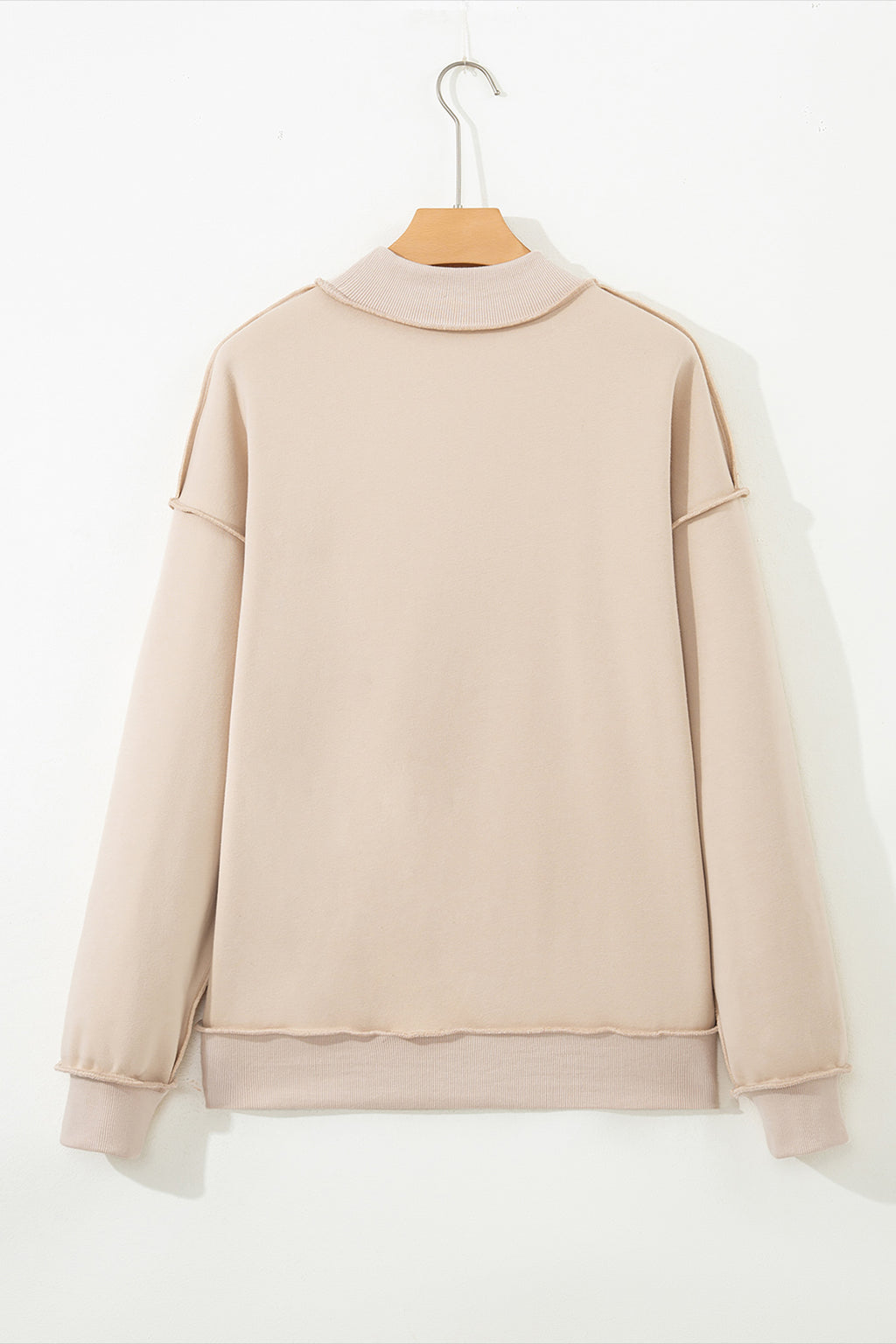 Light Grey Oversize Drop Shoulder Reversible Mock Neck Sweatshirt