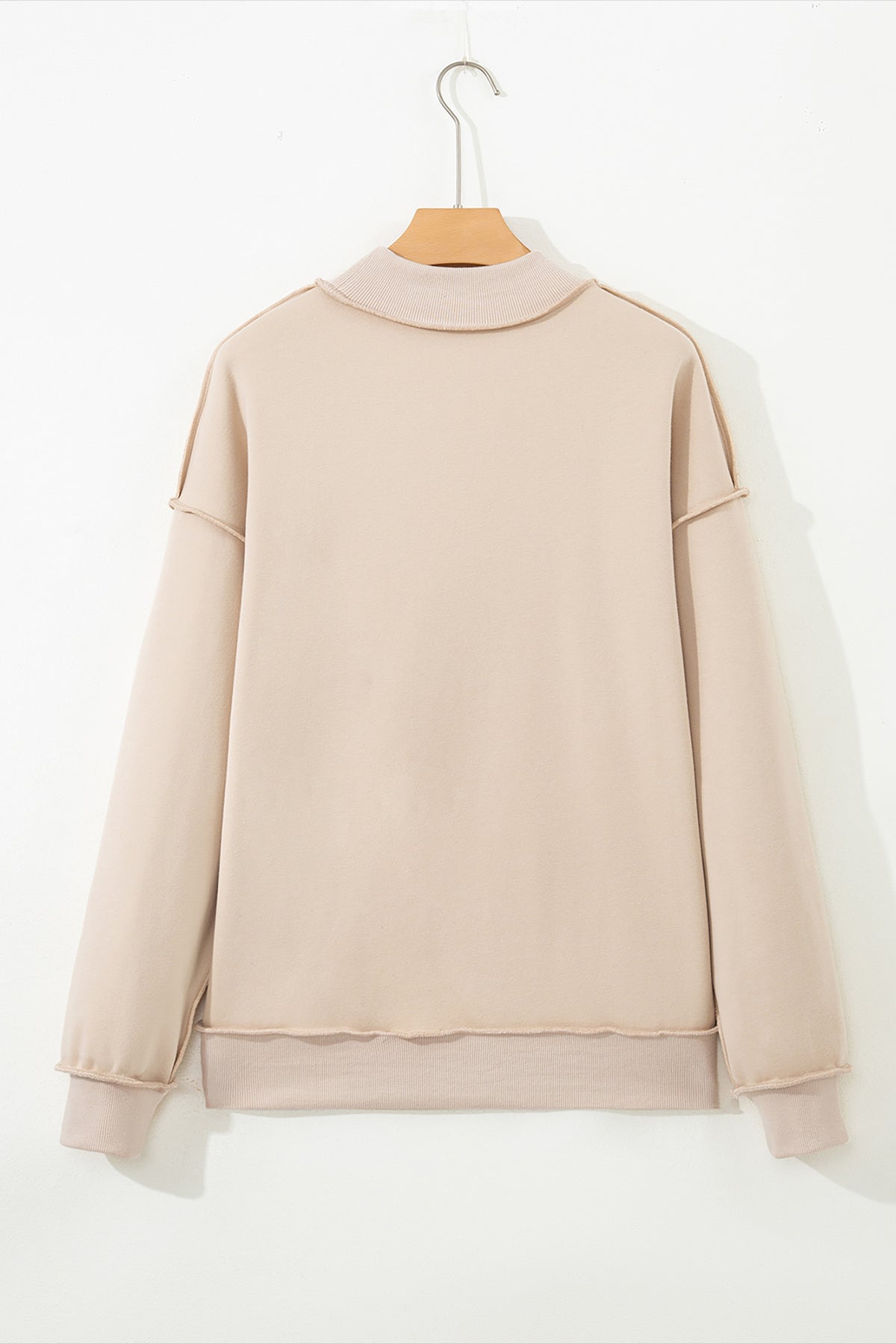 Light Grey Oversize Drop Shoulder Reversible Mock Neck Sweatshirt