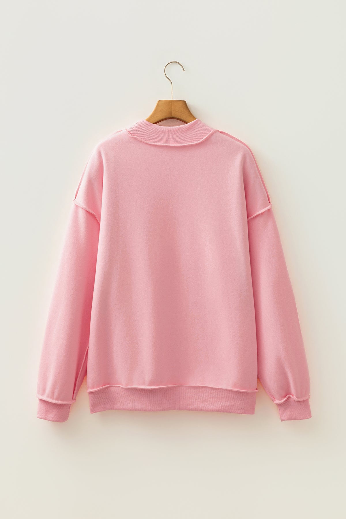 Light Grey Oversize Drop Shoulder Reversible Mock Neck Sweatshirt
