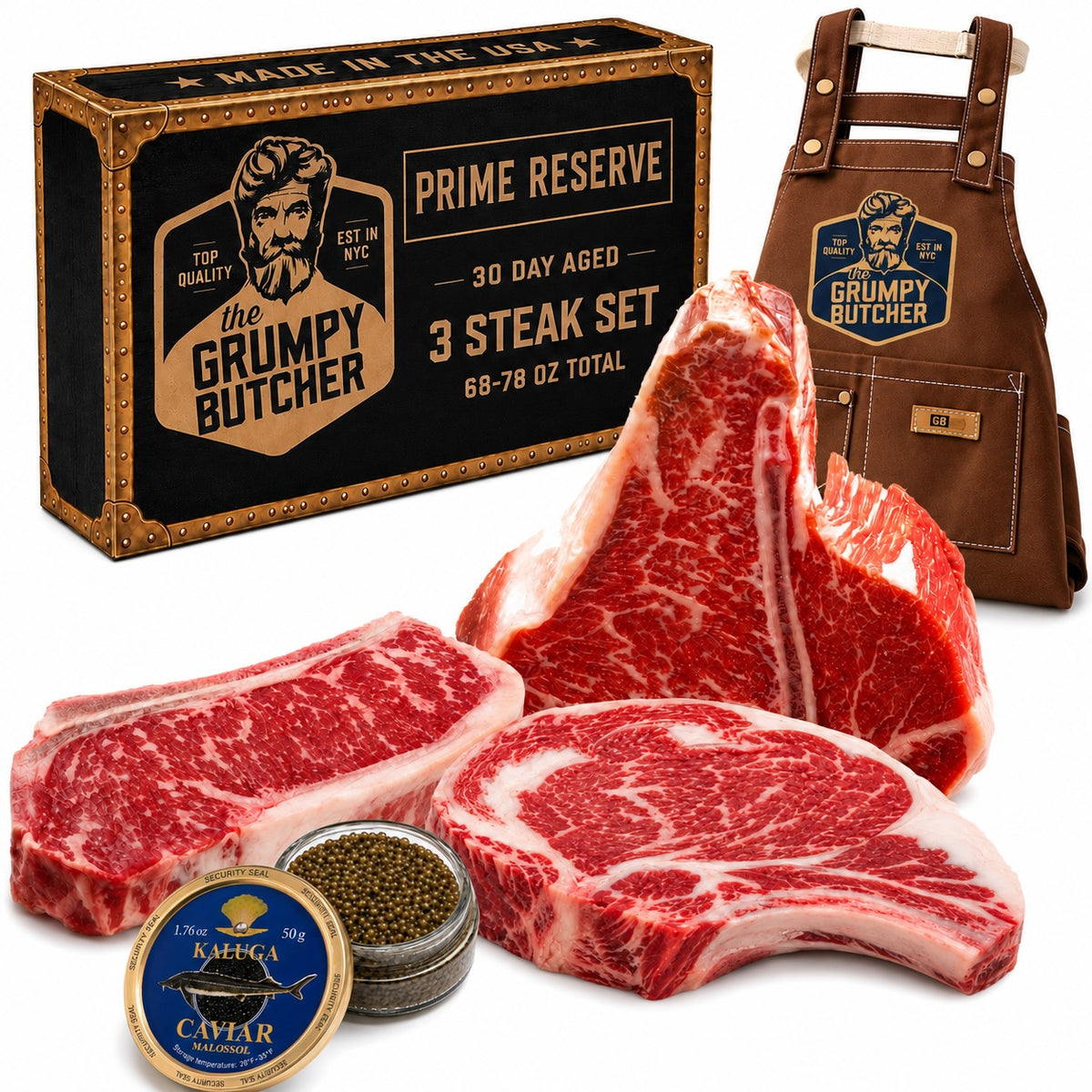 Grumpy Butcher Reserve Steaks & Caviar Gift Set