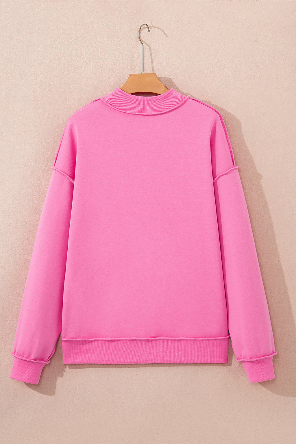 Light Grey Oversize Drop Shoulder Reversible Mock Neck Sweatshirt