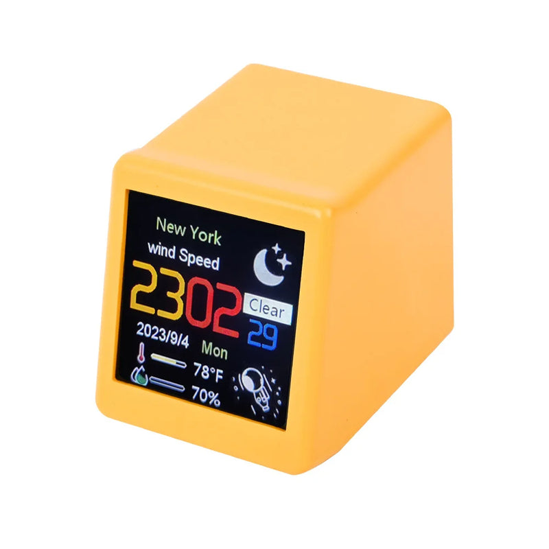 Mini Smart WIFI Weather Forecast Station Clock for Gaming Desktop Decoration. DIY Cute GIF Animations and Electronic Album