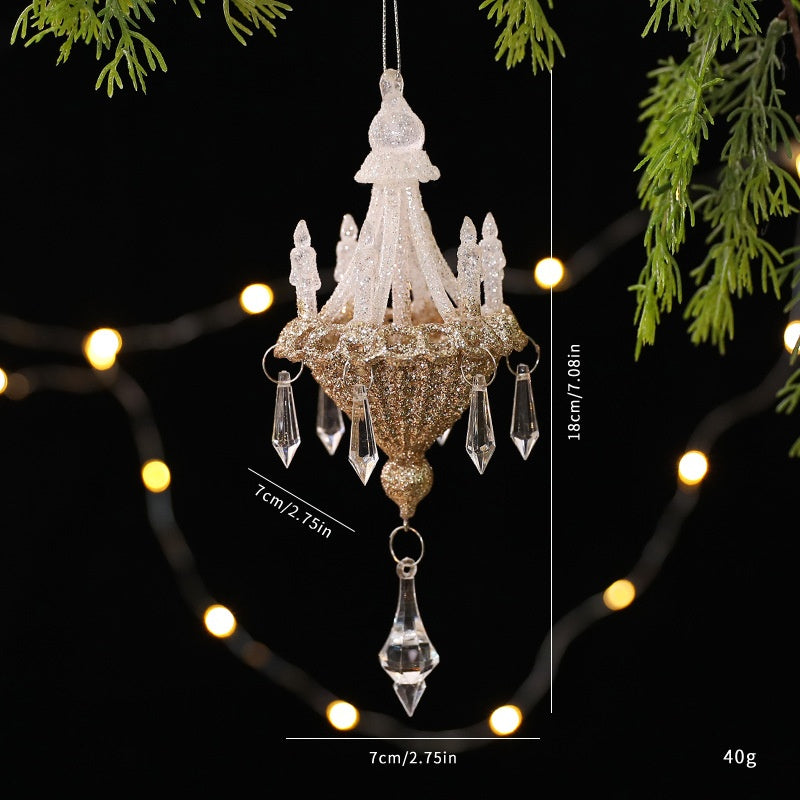 Santa Yuen New Ins Style High-End Hanging Ornament Christmas Decoration Crystal PC Tree Pendant Decorative Item