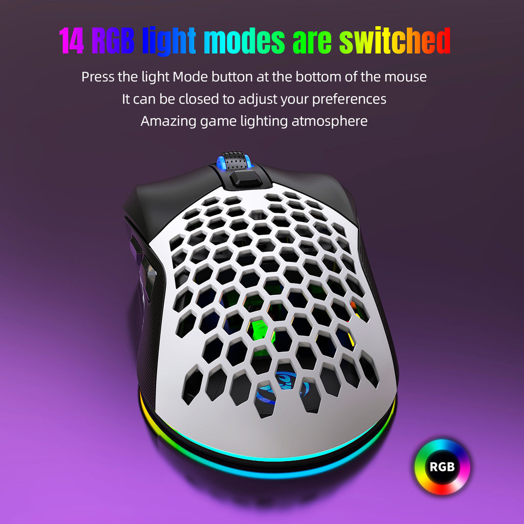 ماوس ألعاب سلكي بإضاءة خلفية RGB 7200DPI، خفيف الوزن بغطاء خلفي قابل للتبديل