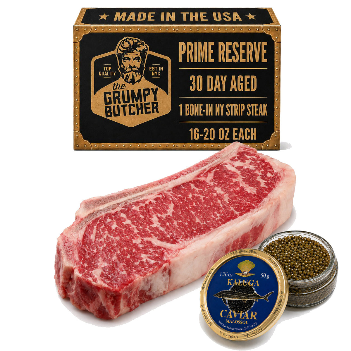 Grumpy Butcher Queen's Bone-In Steak & Caviar Set