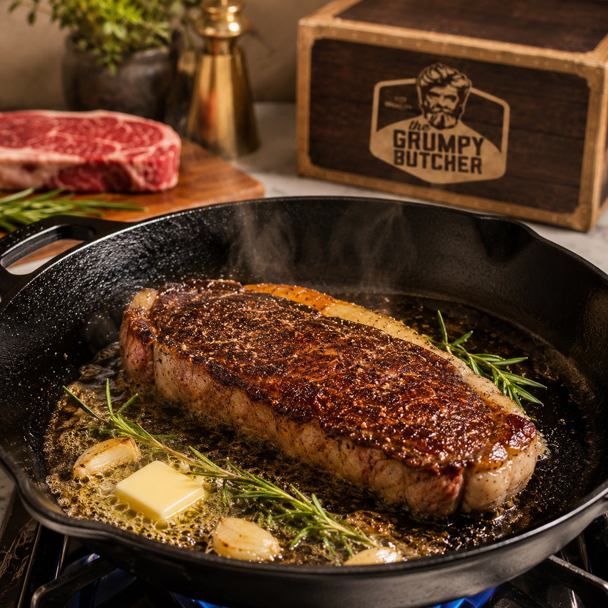 Grumpy Butcher Aged Steaks - 16 Pack, Thick-Cut Beef
