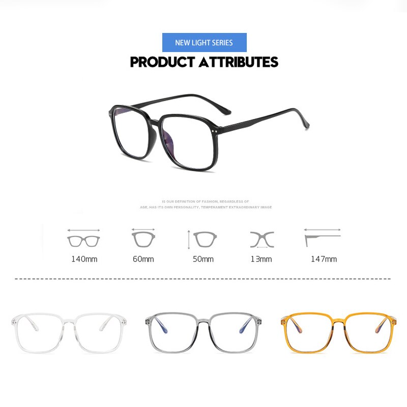 Office Anti Blue Light Oversized Glasses Computer Women Blue Blocking Gaming Big Size Men Eyeglasses Frame Trends