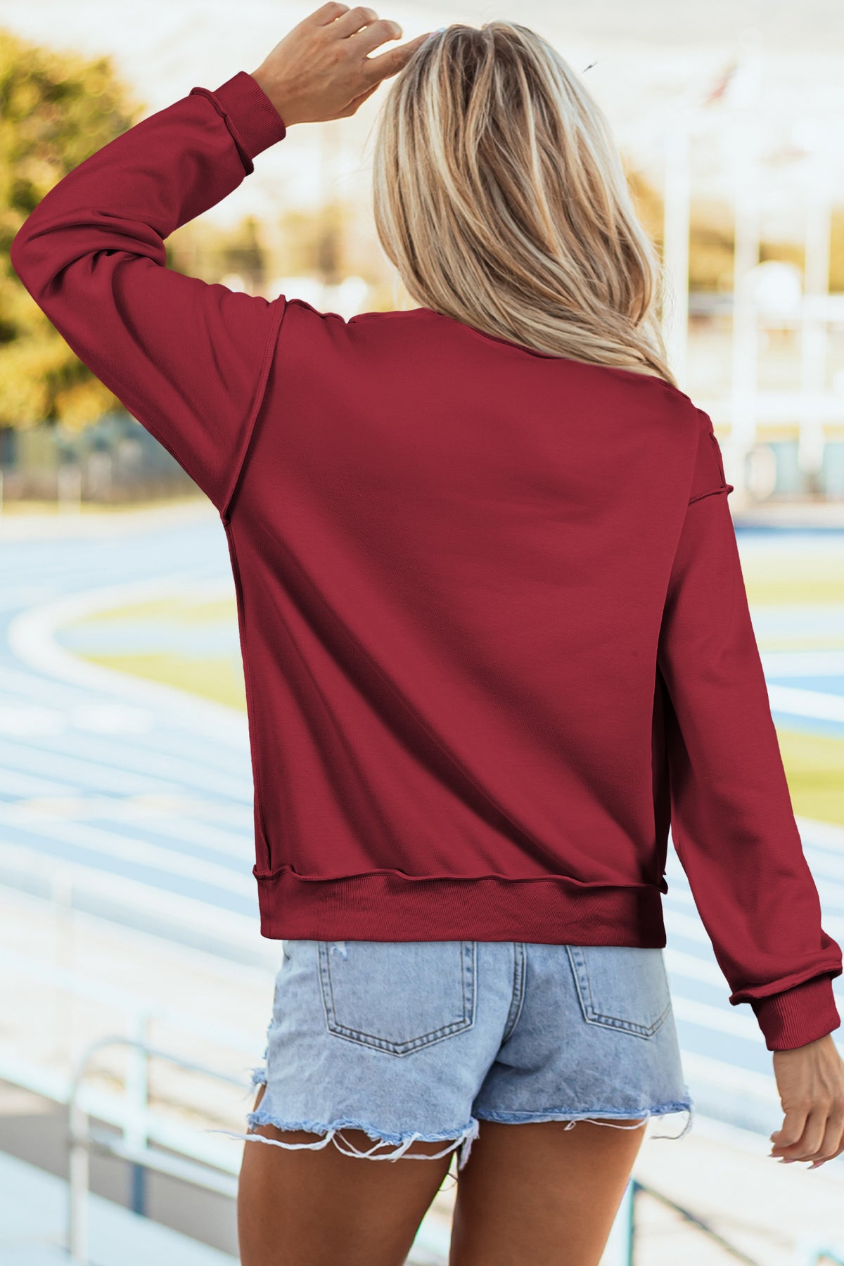 Light Grey Oversize Drop Shoulder Reversible Mock Neck Sweatshirt