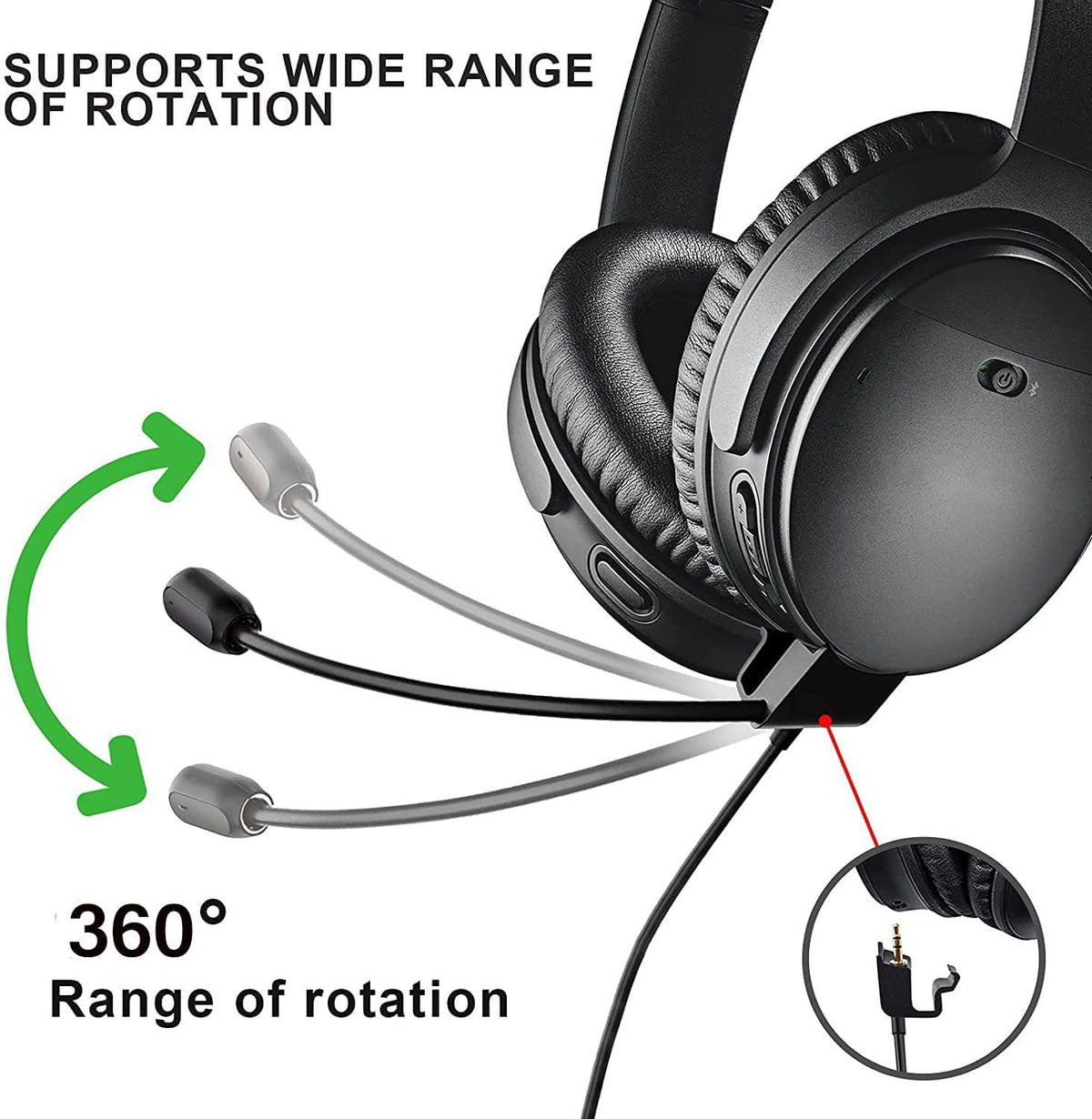 Suitable for Doctor BOSE QC45 earphones with microphone gaming version Mic noise cancelling microphone gaming earphone cable