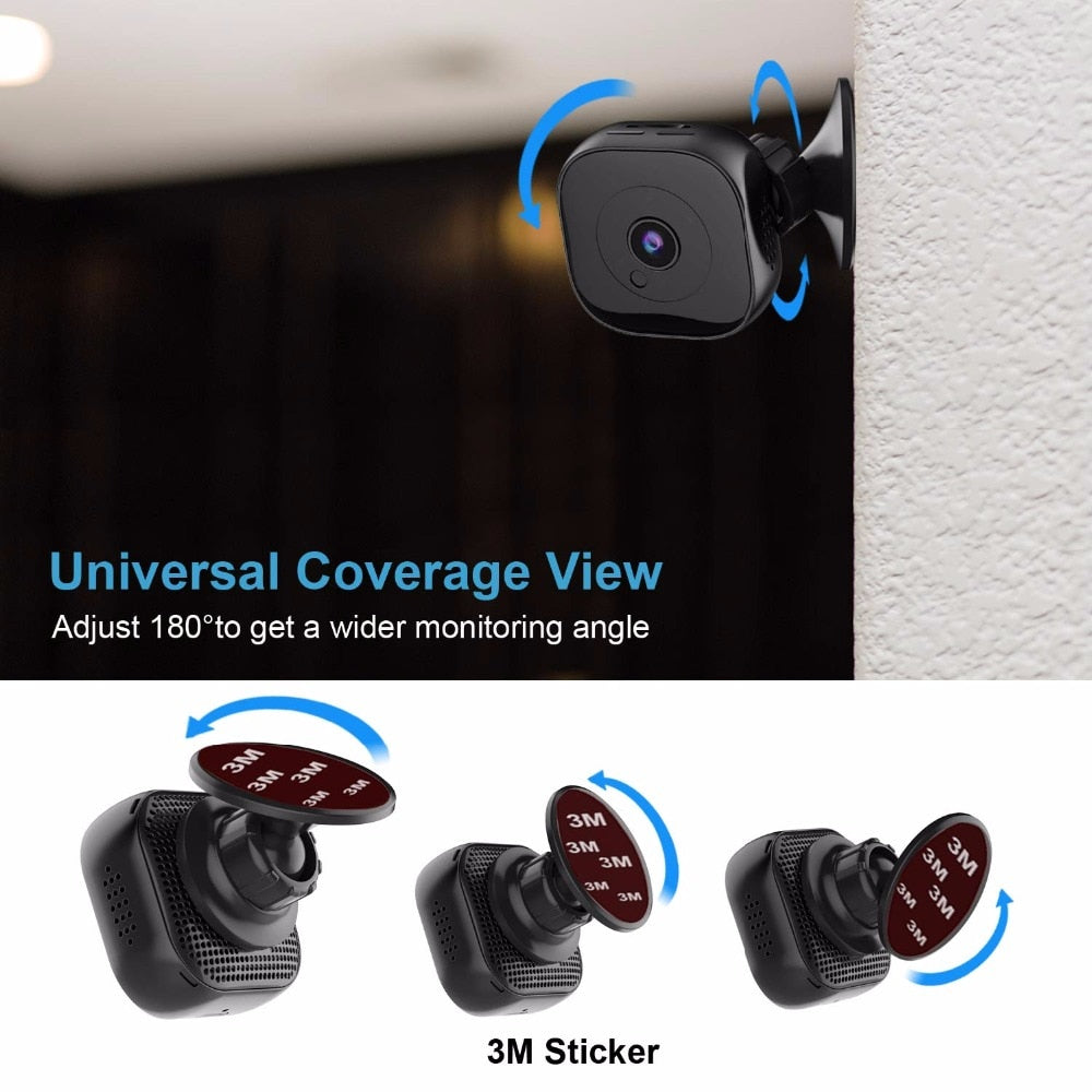 كاميرا واي فاي صغيرة HD 1080P بالأشعة تحت الحمراء للرؤية الليلية كاميرا صغيرة DVR للتحكم عن بعد مستشعر حركة كام مسجل فيديو كاميرا سرية