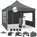 COBIZI 10x10ft Pop Up Canopy Tent with 4 Side Walls & Accessories Kit, Foldable Instant Outdoor Gazebo Shelter, UPF50+ Waterproof UV Blocking Sun Shade, Portable Canopy Tent for Trade Shows, Market Stalls, Parties, Commercial and Personal Events