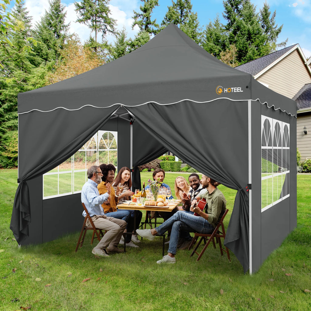 COBIZI 10x10ft Pop Up Canopy Tent with 4 Side Walls & Accessories Kit, Foldable Instant Outdoor Gazebo Shelter, UPF50+ Waterproof UV Blocking Sun Shade, Portable Canopy Tent for Trade Shows, Market Stalls, Parties, Commercial and Personal Events