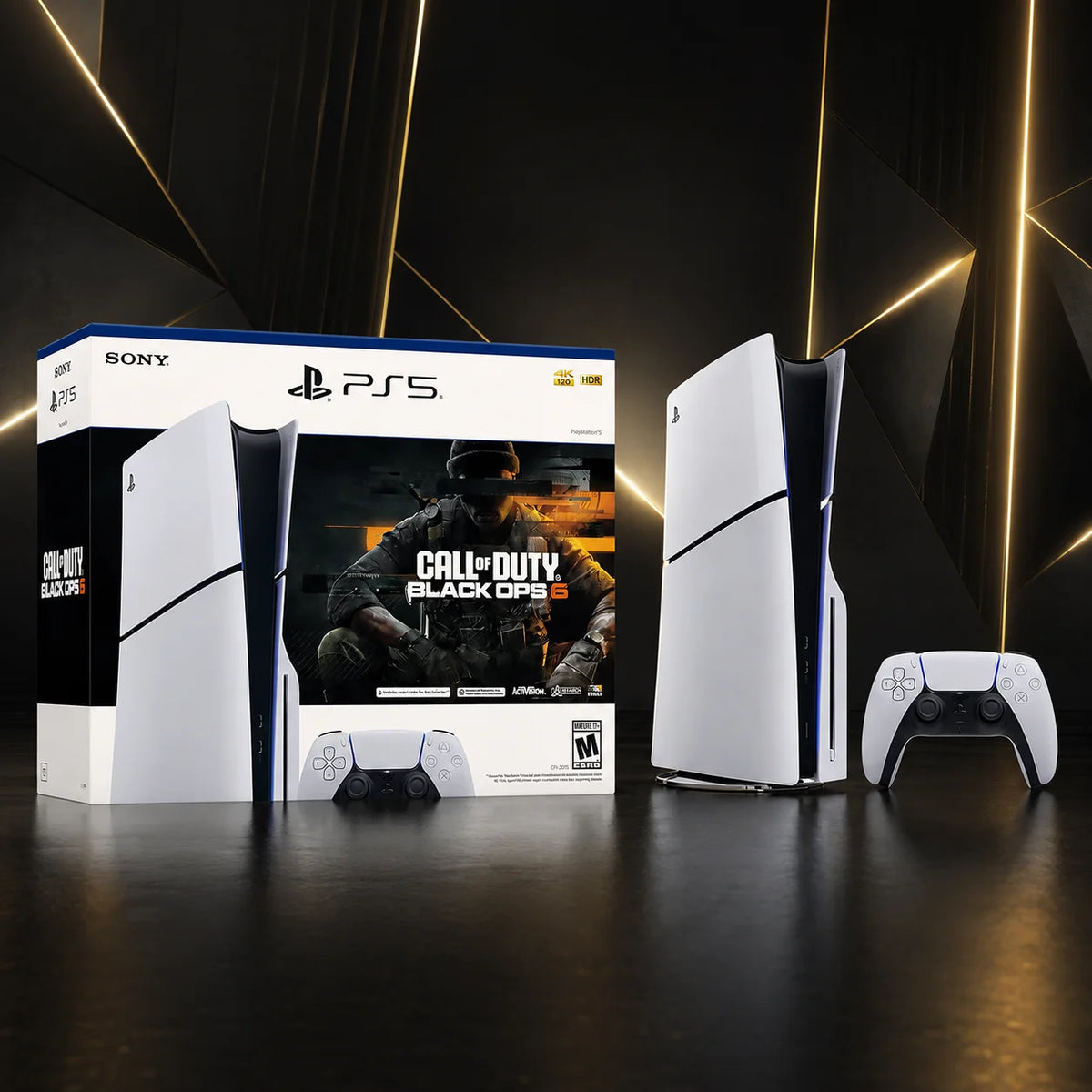 Sony PS5 Slim 1TB Disc Console with DualSense Controller, Call of Duty Black Ops 6 Bundle