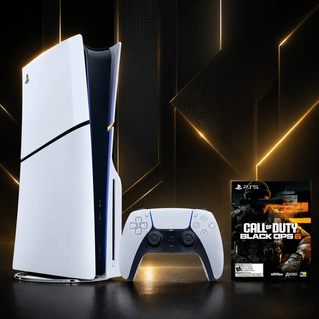 Sony PS5 Slim 1TB Disc Console with DualSense Controller, Call of Duty Black Ops 6 Bundle