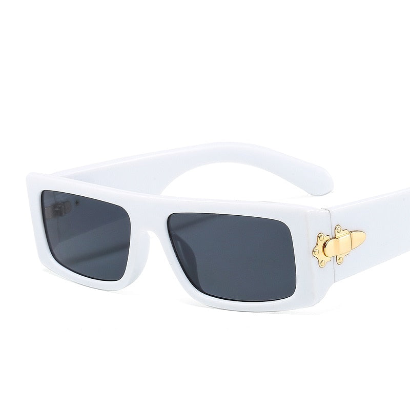 New Marbling Rectangle Sunglasses Women Men Fashion Brand Designer Color UV400 Lens PC Metal Hasp Frame Luxury Sunglasses