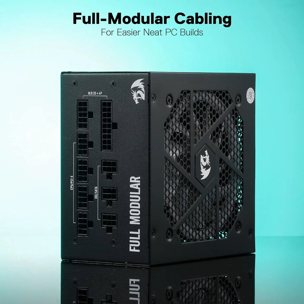 Redragon RGPS-750W 80+ Gold 750 Watt ATX Fully Modular Power Supply w/ 80 Plus Gold Certified,  Black