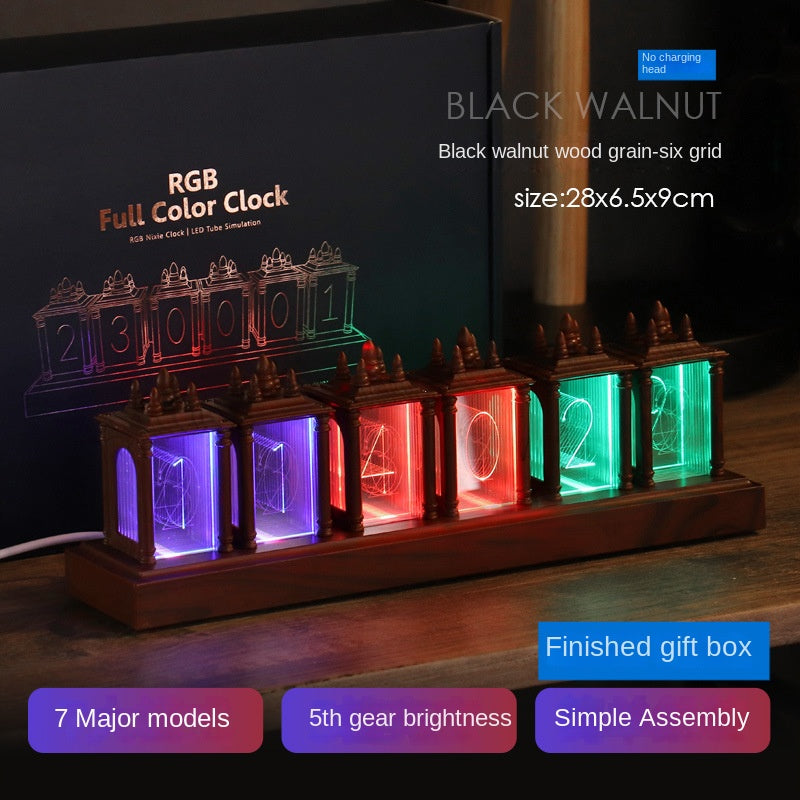 Stylish Desktop Decor RGB Nixie Tube Clock for Gaming Room DIY Glow Tube Clock