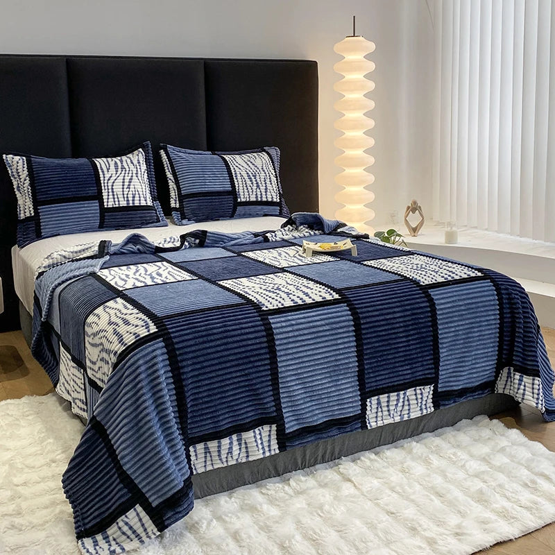 Soft Plush Plaid Throw Blanket All Season Multifunctional for Sofa Bed Office Travel Camping Napping, Ideal Christmas Gift